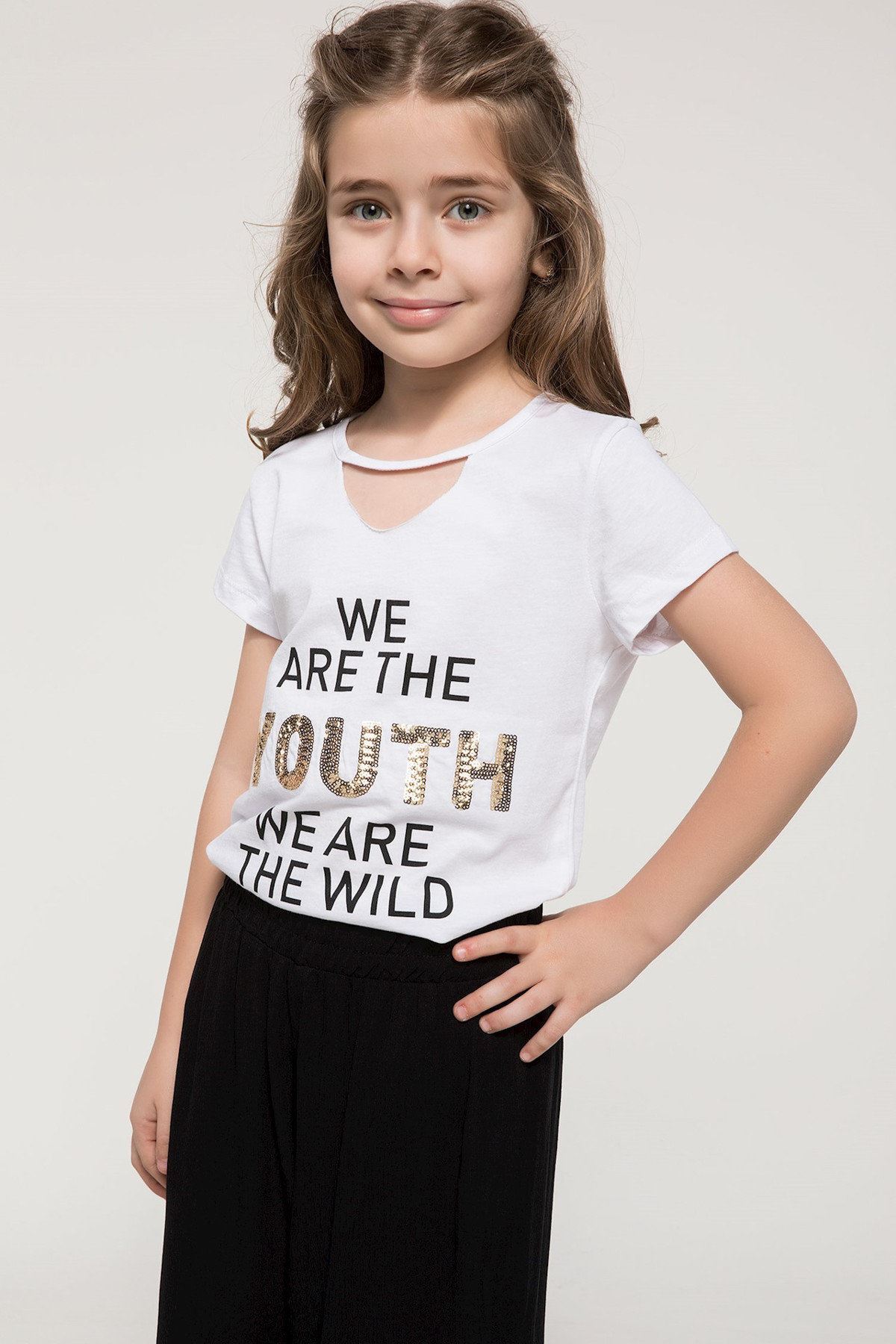 Beyaz Kız Çocuk Baskılı T-Shirt
