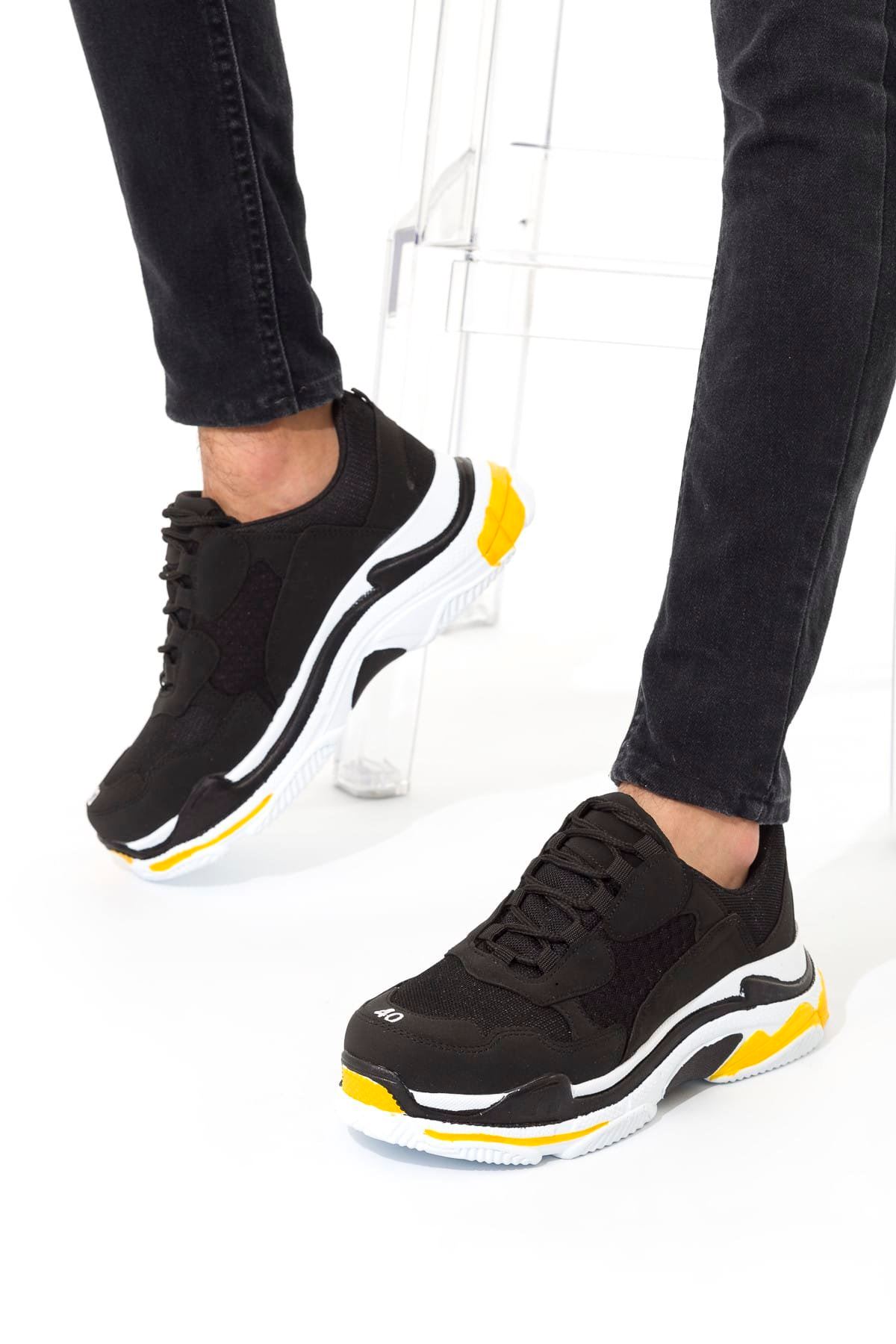 Siyah Sarı Erkek Sneaker